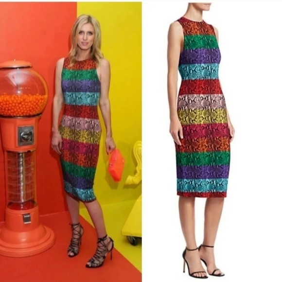 Alice + Olivia Delora Rainbow Snake Print Midi Dress Size 0 NWT $395 - Picture 11 of 14